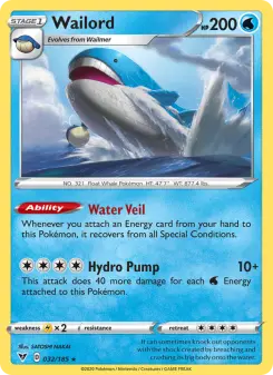 Pokémon-Karte Wailord 032/185