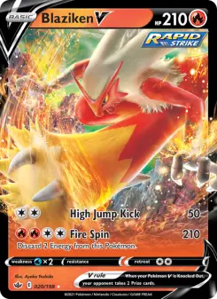 Pokémon-Karte Blaziken V 020/198