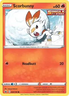 Pokémon-Karte Scorbunny 026/198