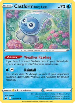 Pokémon-Karte Castform Rainy Form 033/198