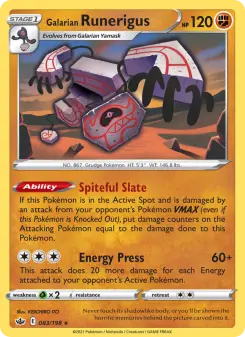 Pokémon-Karte Galarian Runerigus 083/198