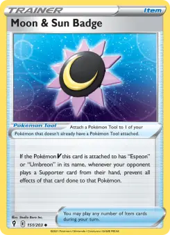 Pokémon-Karte Moon & Sun Badge 151/203
