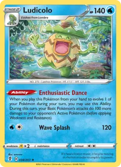Pokémon-Karte Ludicolo 034/203