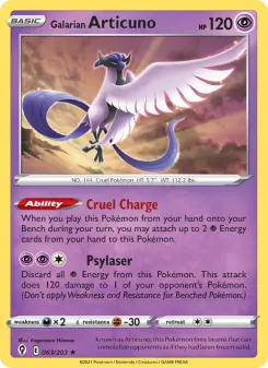 Pokémon-Karte Galarian Articuno 063/203