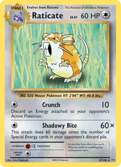 Pokémon-Karte Raticate 067/108